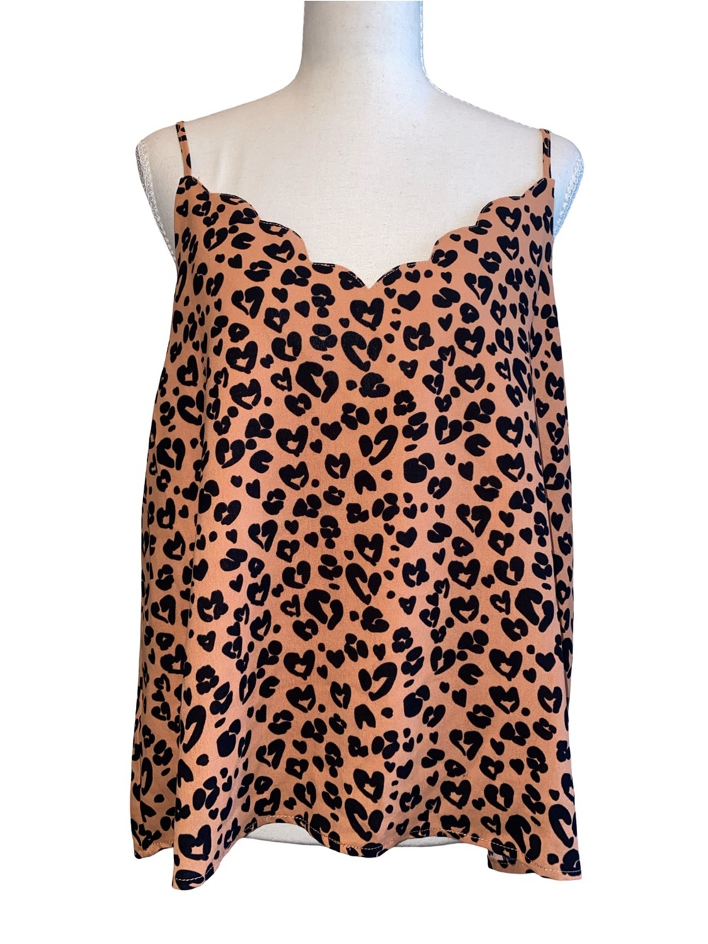 Shoe Shi Boutique Leopard Print Scalloped Cami Tank Top Women’s Medium